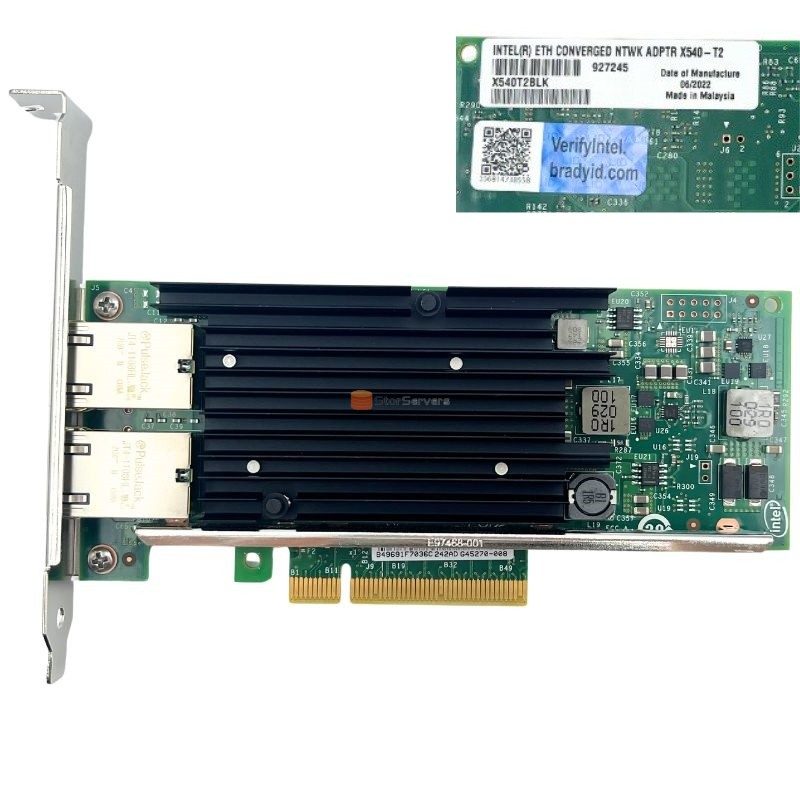 כרטיס רשת X540-T2 PCIe 2.1 x8 2 יציאות 10G RJ-45 Ethernet